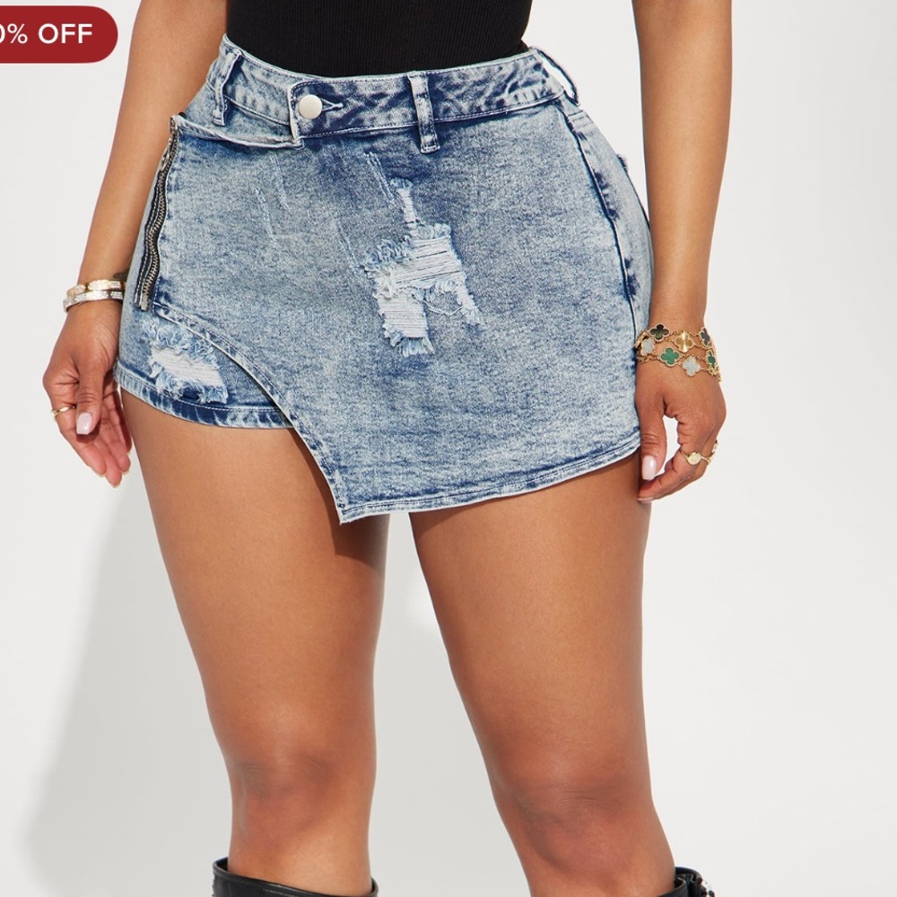 Too late denim wrap skort
